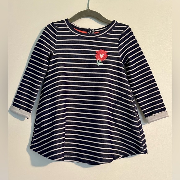 Cat & Jack Dress Striped 2T Flowers - Picture 1 of 4